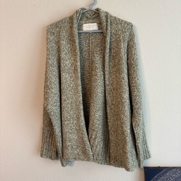 Anthro Angel of the North Cozy Green Plush Cardigan Sweater Petite Large - Picture 2 of 6